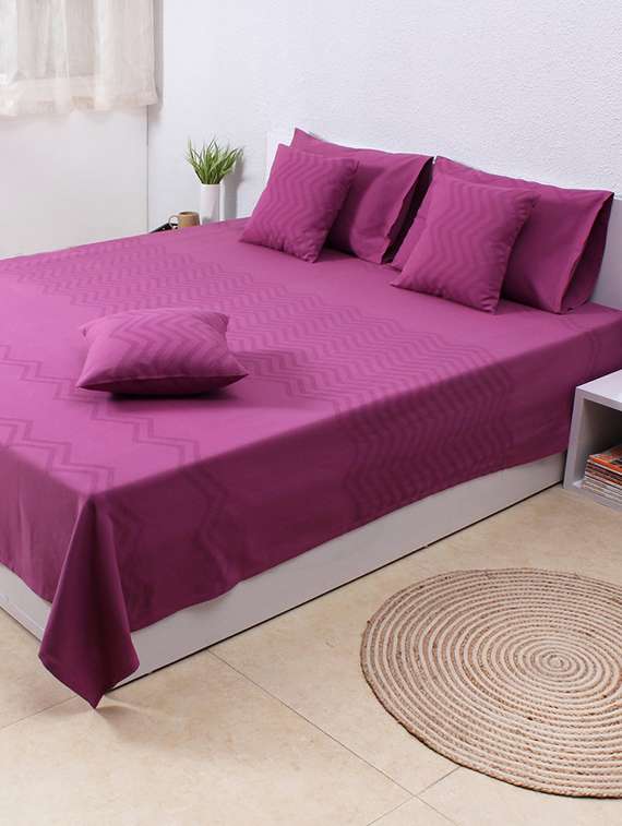 house this valley of flowers-flora 100% cotton single bedcover & 1 pillow cover- purple