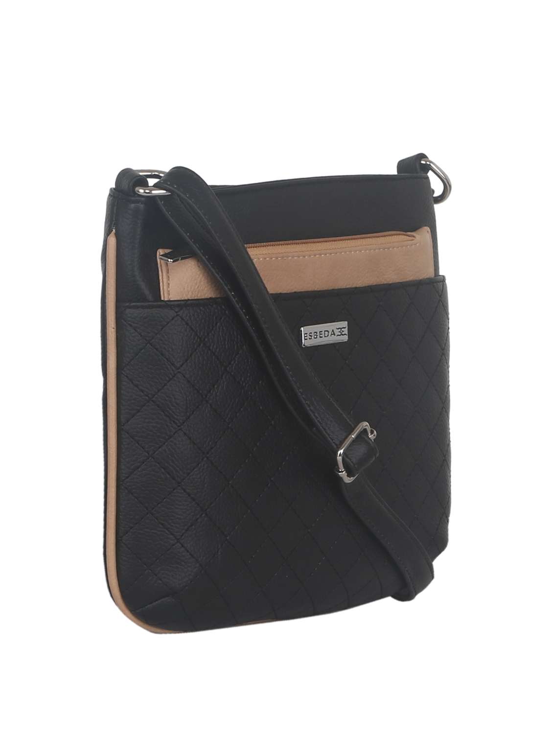 black synthetic leather sling bag - 11507261 -  Standard Image - 4