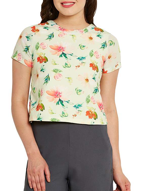 women's crop round neck top