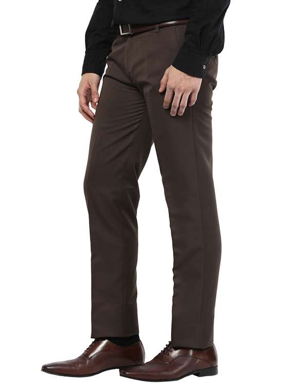 brown slim fit formal trousers - 11509362 - Standard Image - 1