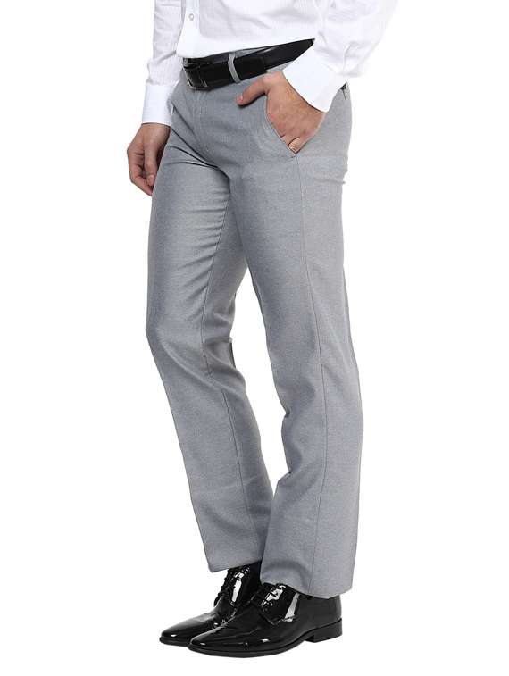 Slim Fit Grey Formal Trousers - 11509376 -  Standard Image - 1