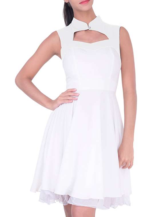 white polyester dress