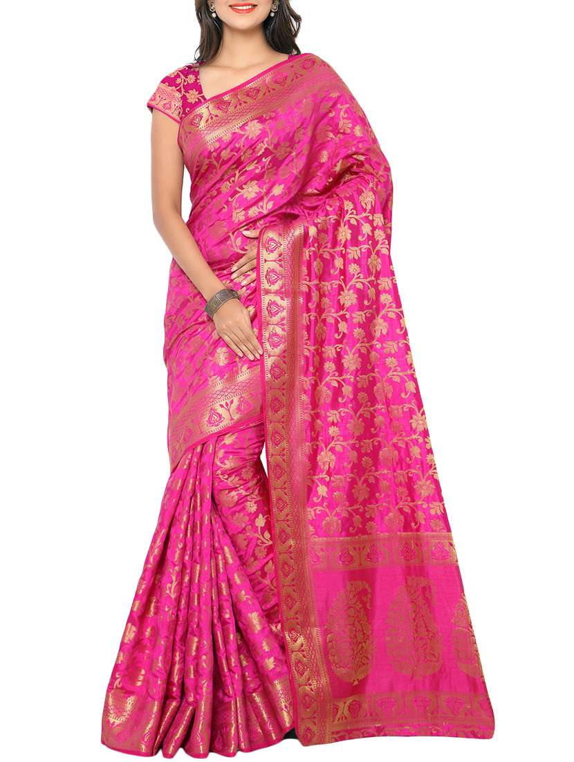 pink silk saree