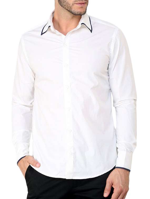 white solid casual shirt