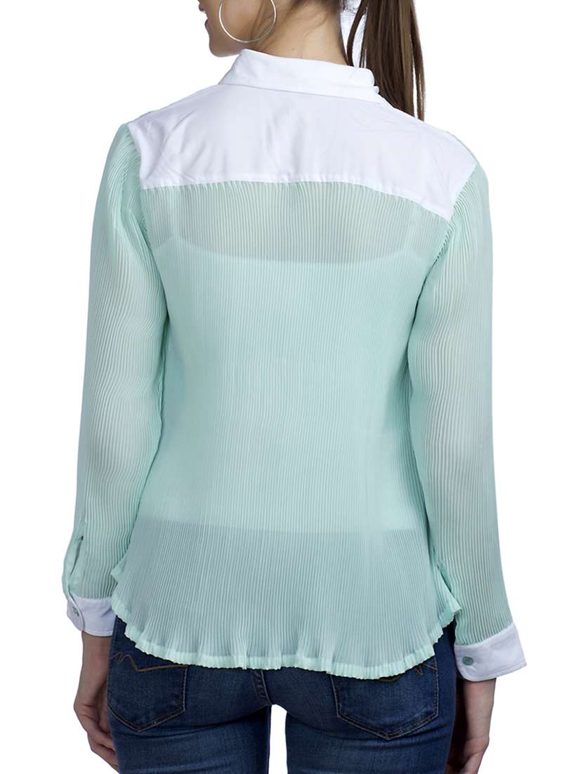 Green Georgette Regular Shirt