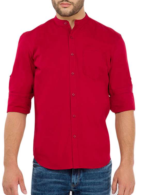 red cotton casual shirt