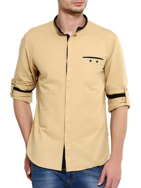 beige cotton casual shirt
