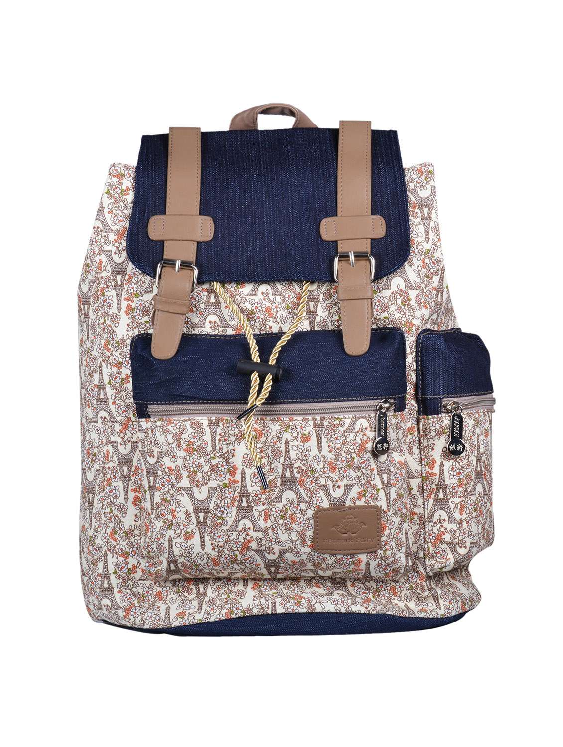 multi coloured canvas printed backpack