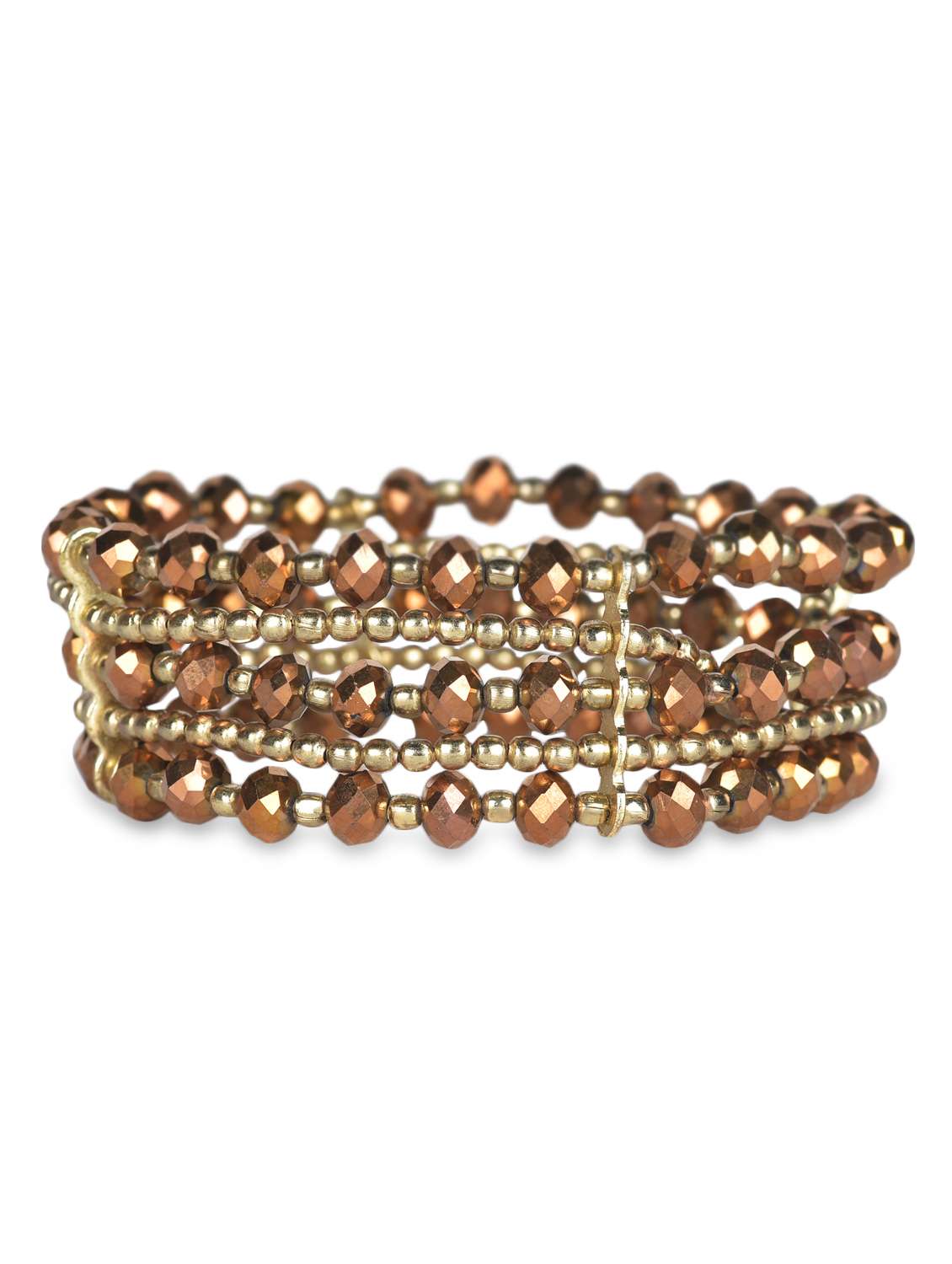 brown beads metallic warp around cuff