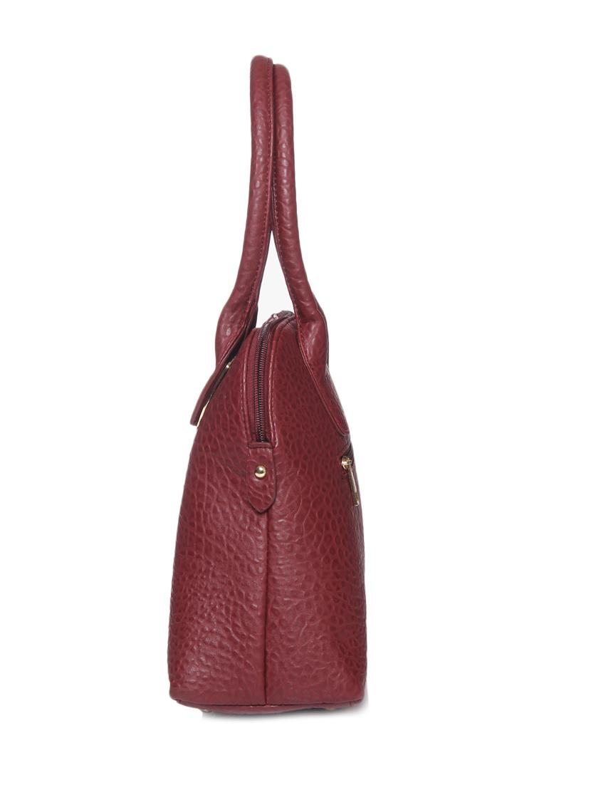 solid maroon faux leather handbag - 11567771 - Standard Image - 4