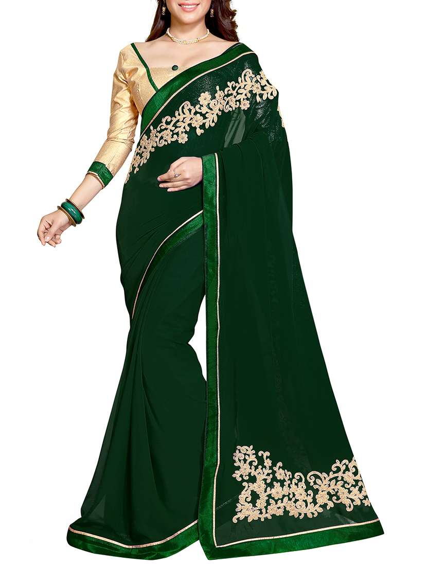 green georgette saree with blouse