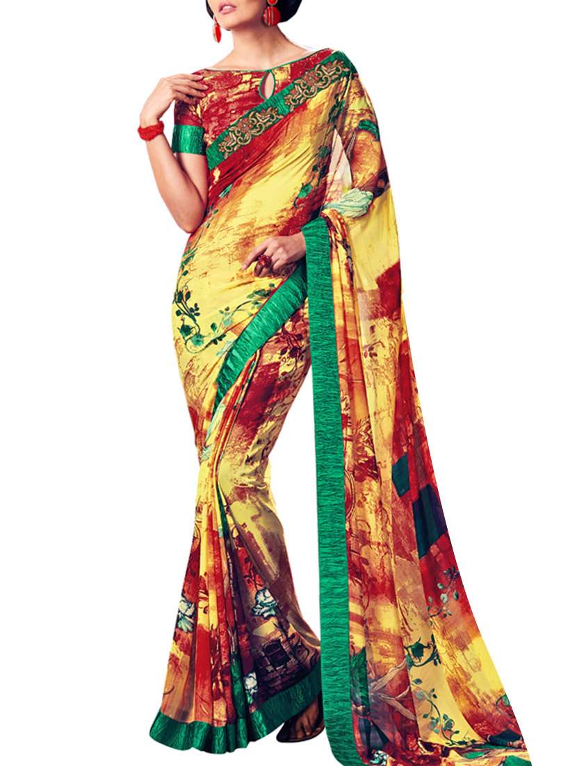 multi georgette saree with blouse
