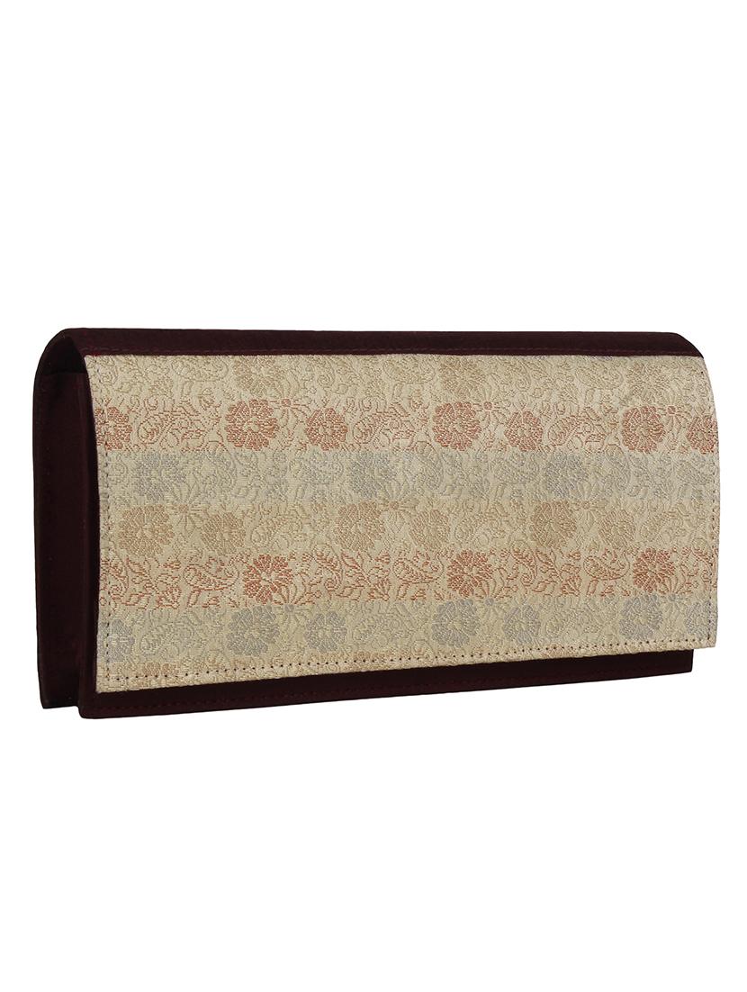 beige cotton ethnic clutch - 11570261 - Standard Image - 4