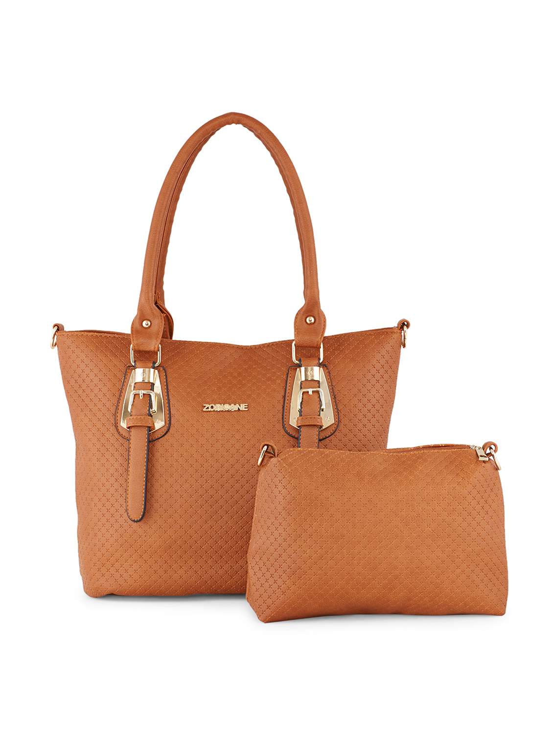 tan leatherette textured handbag