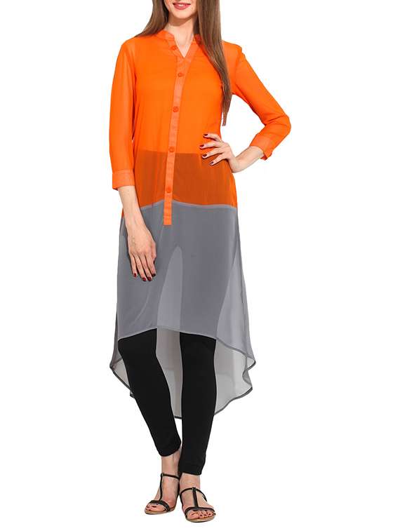 orange  viscose kurta