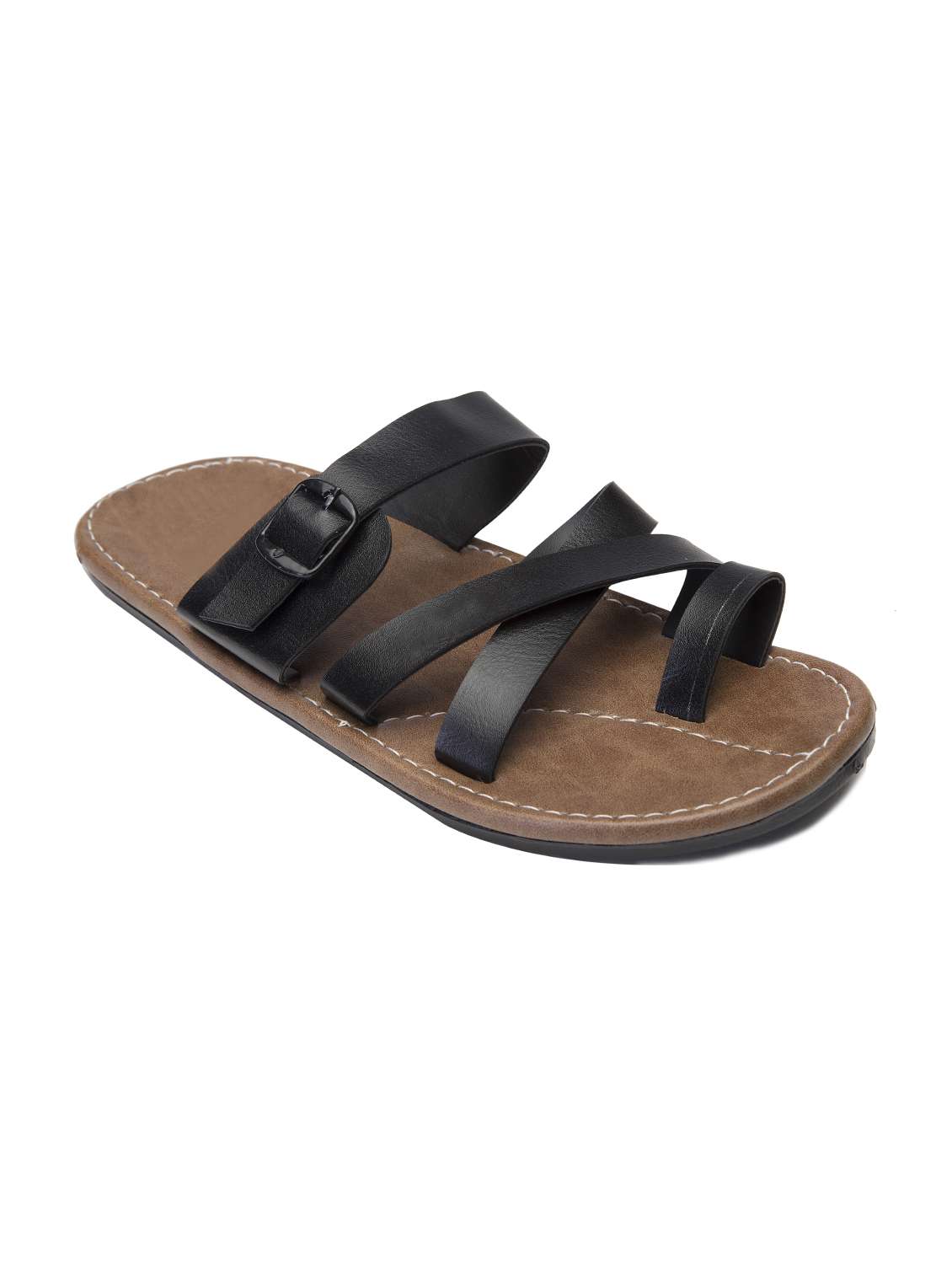 men black leatherette sandals