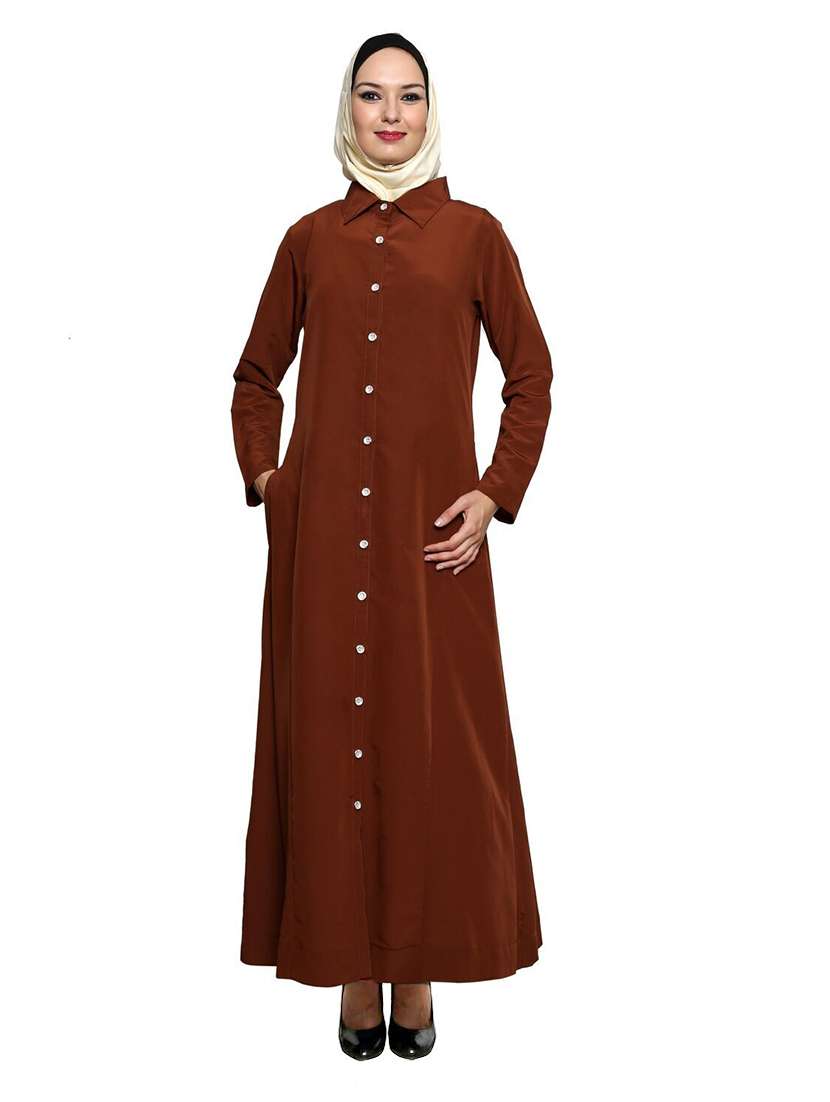 brown full sleeved abaya