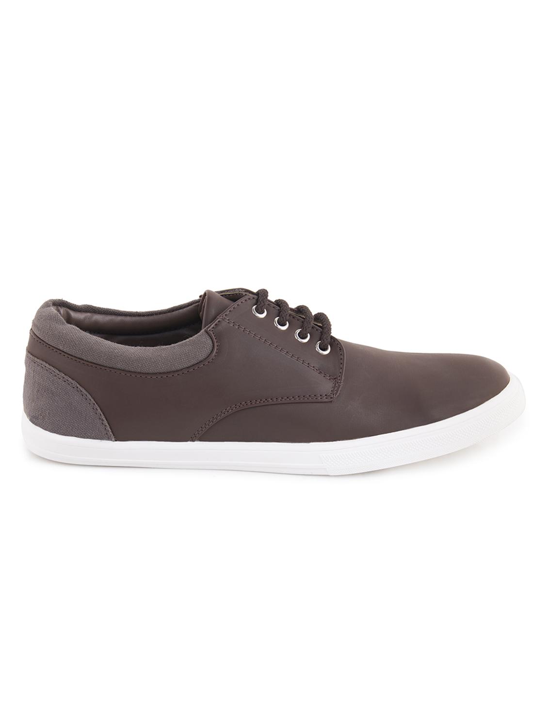 solid brown faux leather sneaker - 11577047 - Standard Image - 1