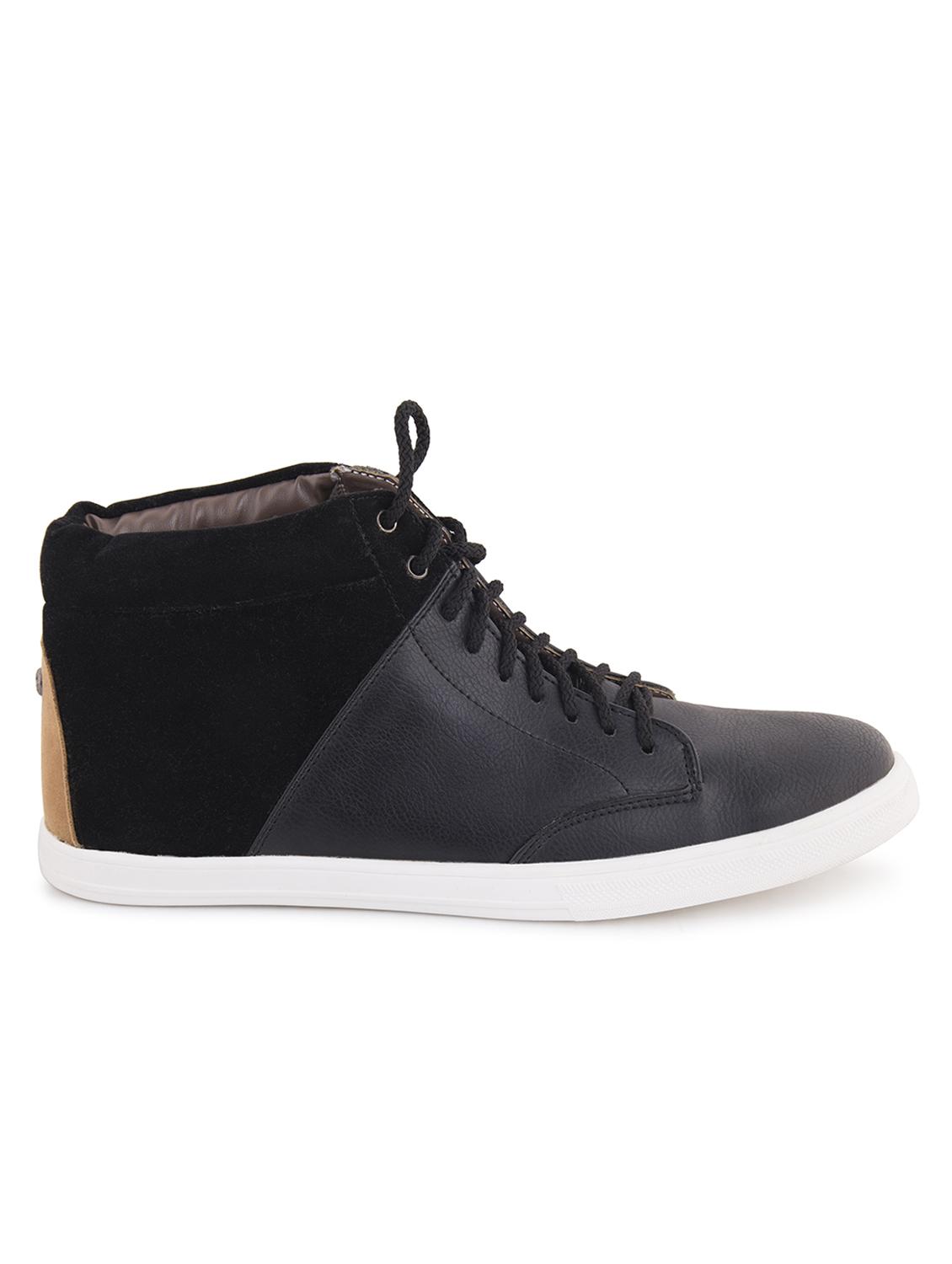 black and grey colour block faux leather lace up sneaker - 11577320 - Standard Image - 1