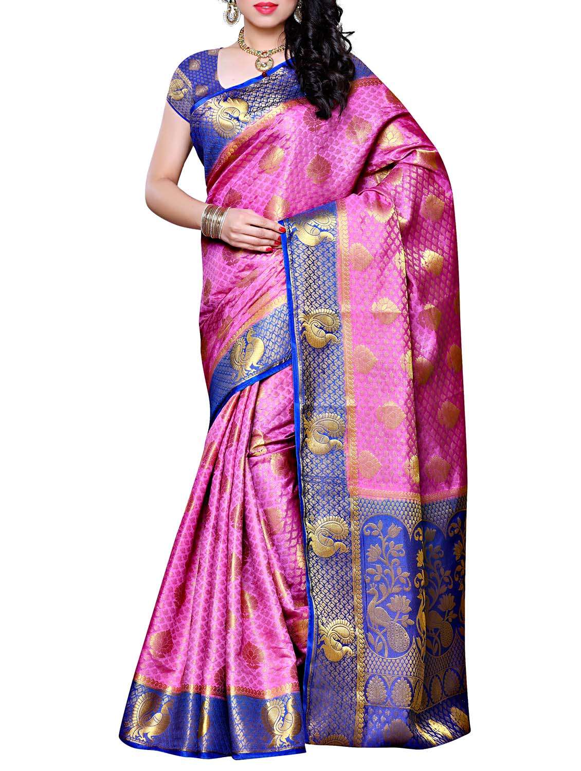 pink silk saree with blouse