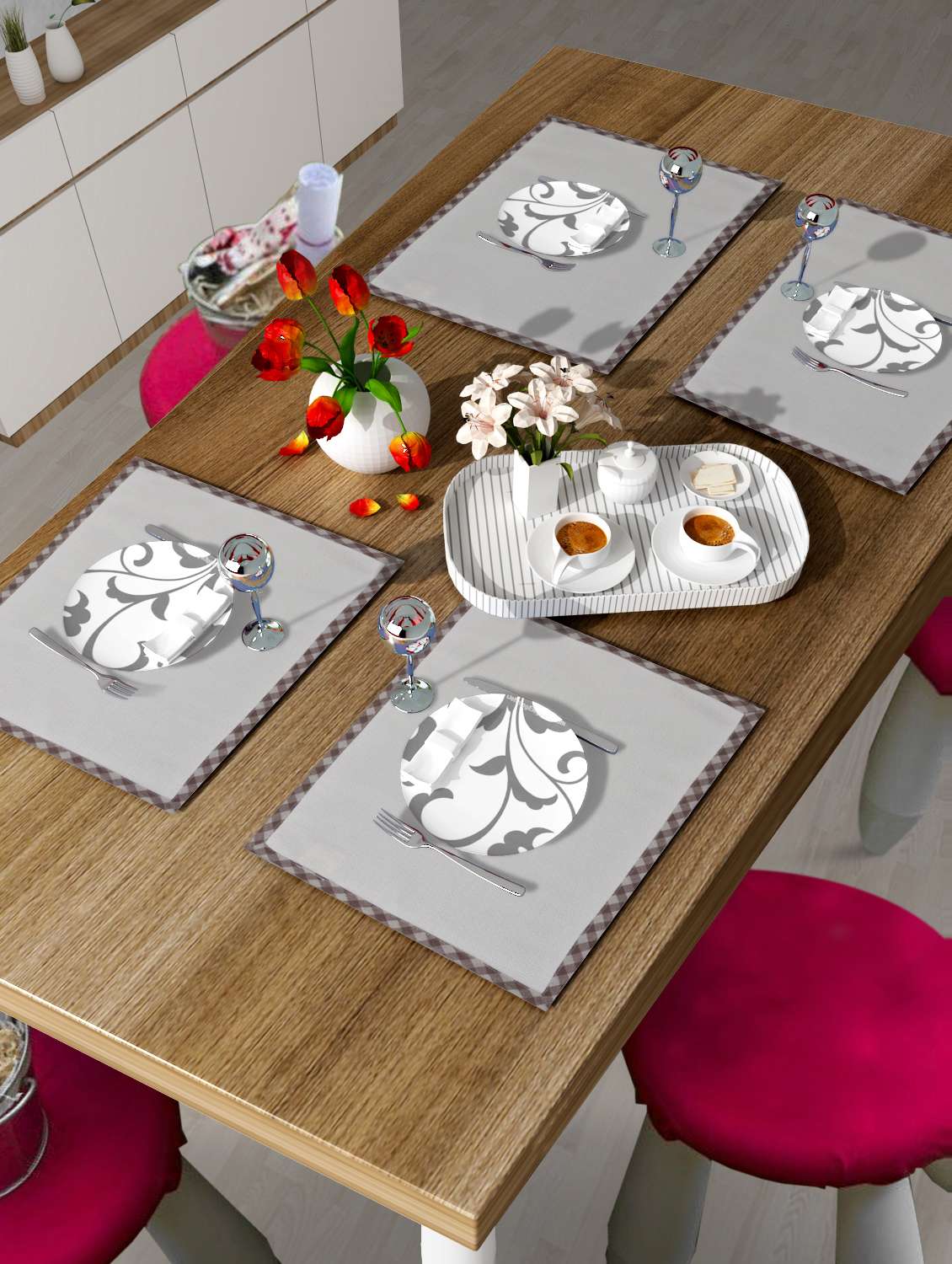 gingham check border table placement set