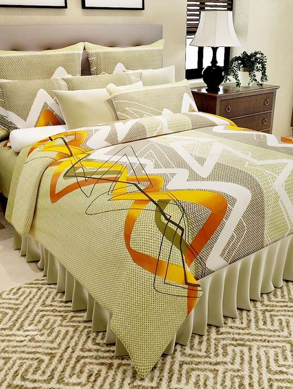 multi colored cotton printed double bedsheet set