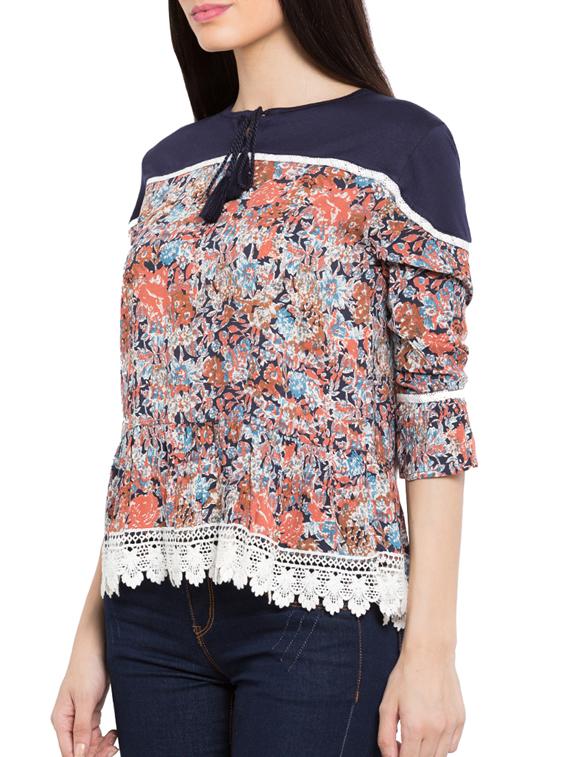 multi colored rayon printed top - 11586277 - Standard Image - 1