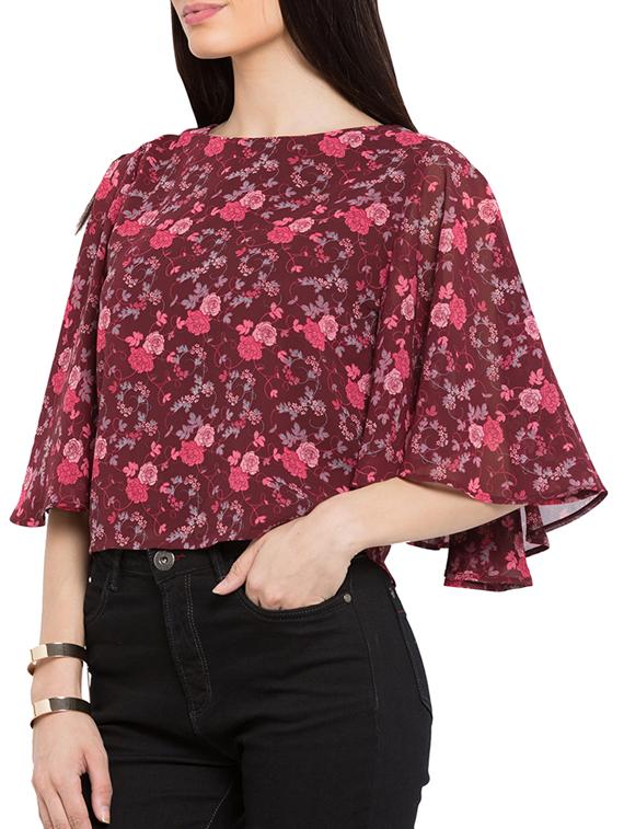 red floral print top - 11586281 - Standard Image - 1