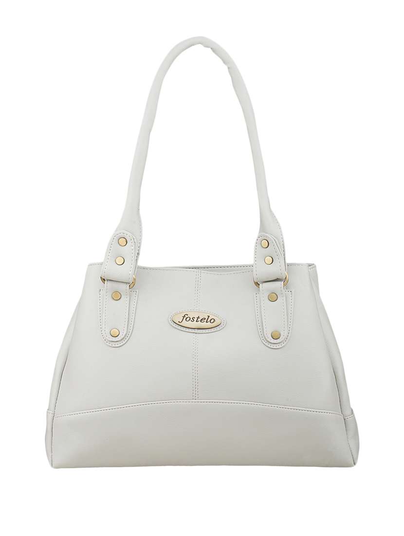 white leatherette handbag