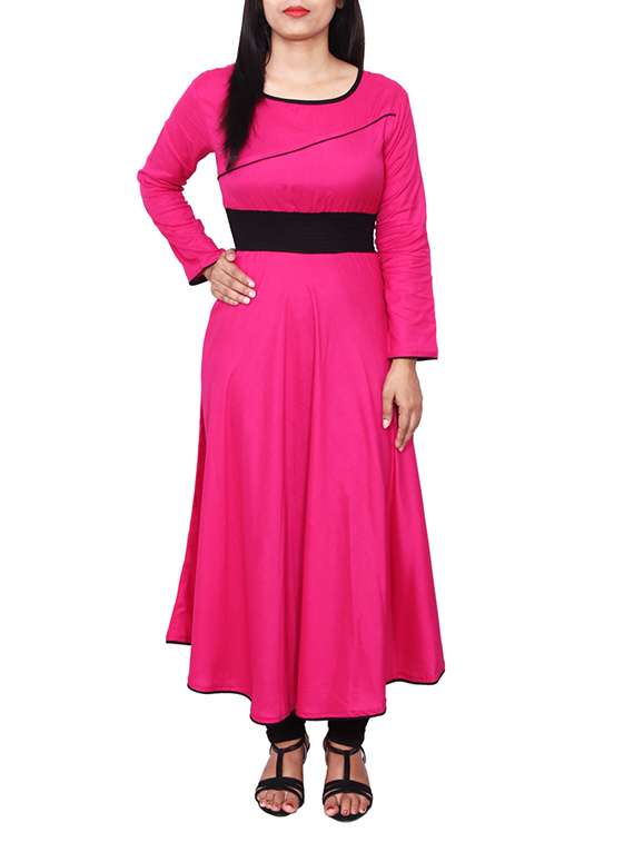 pink rayon flared kurta