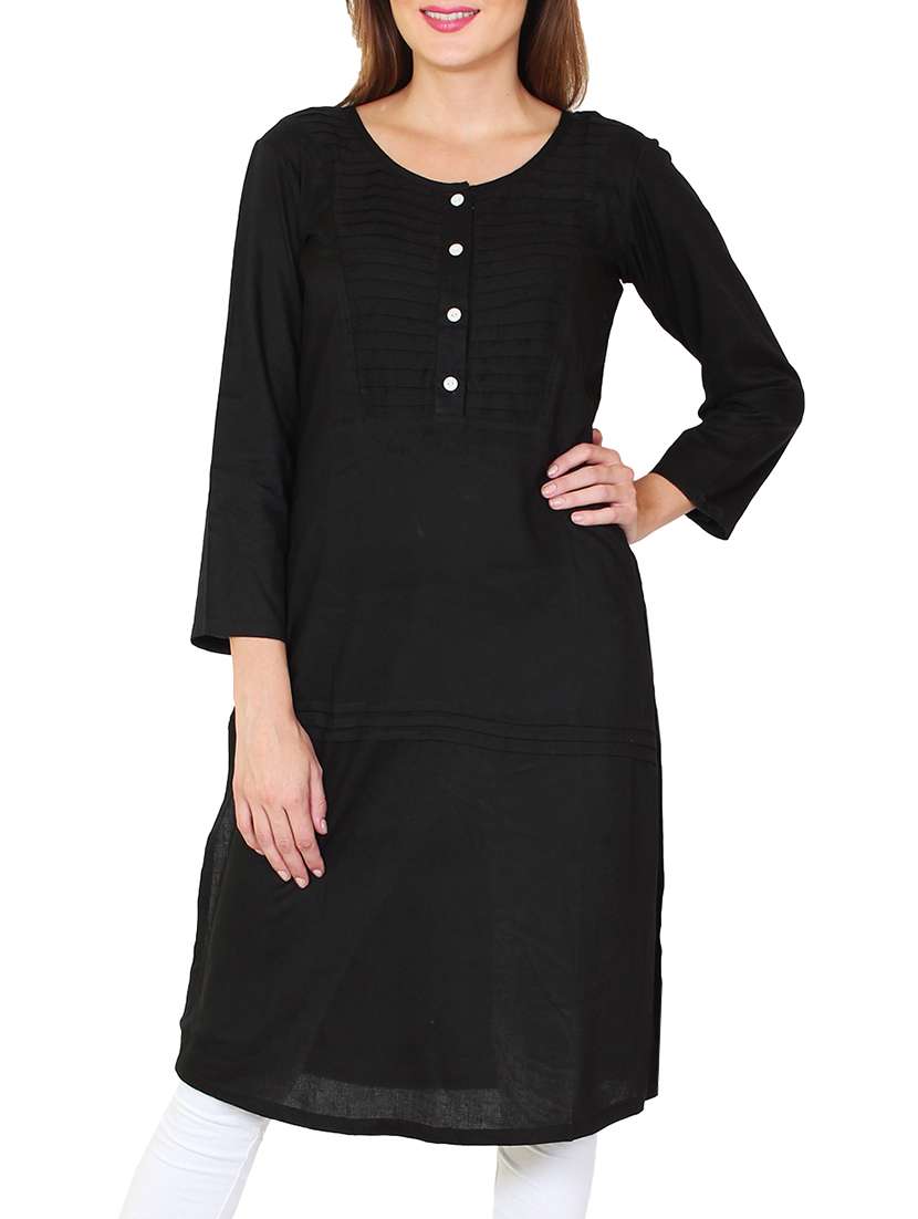 black plain  rayon kurta