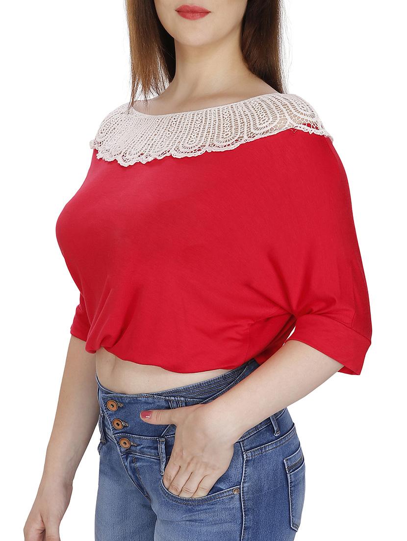 red polyester crop top - 11588802 - Standard Image - 1