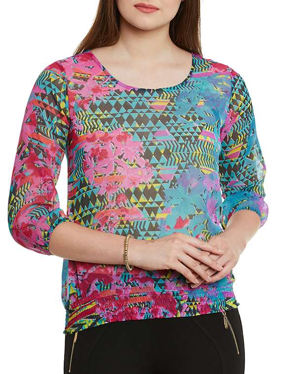 women's straight round neck top