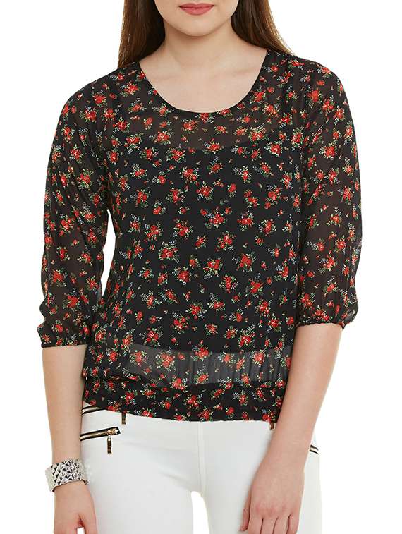 floral elasticated waist top