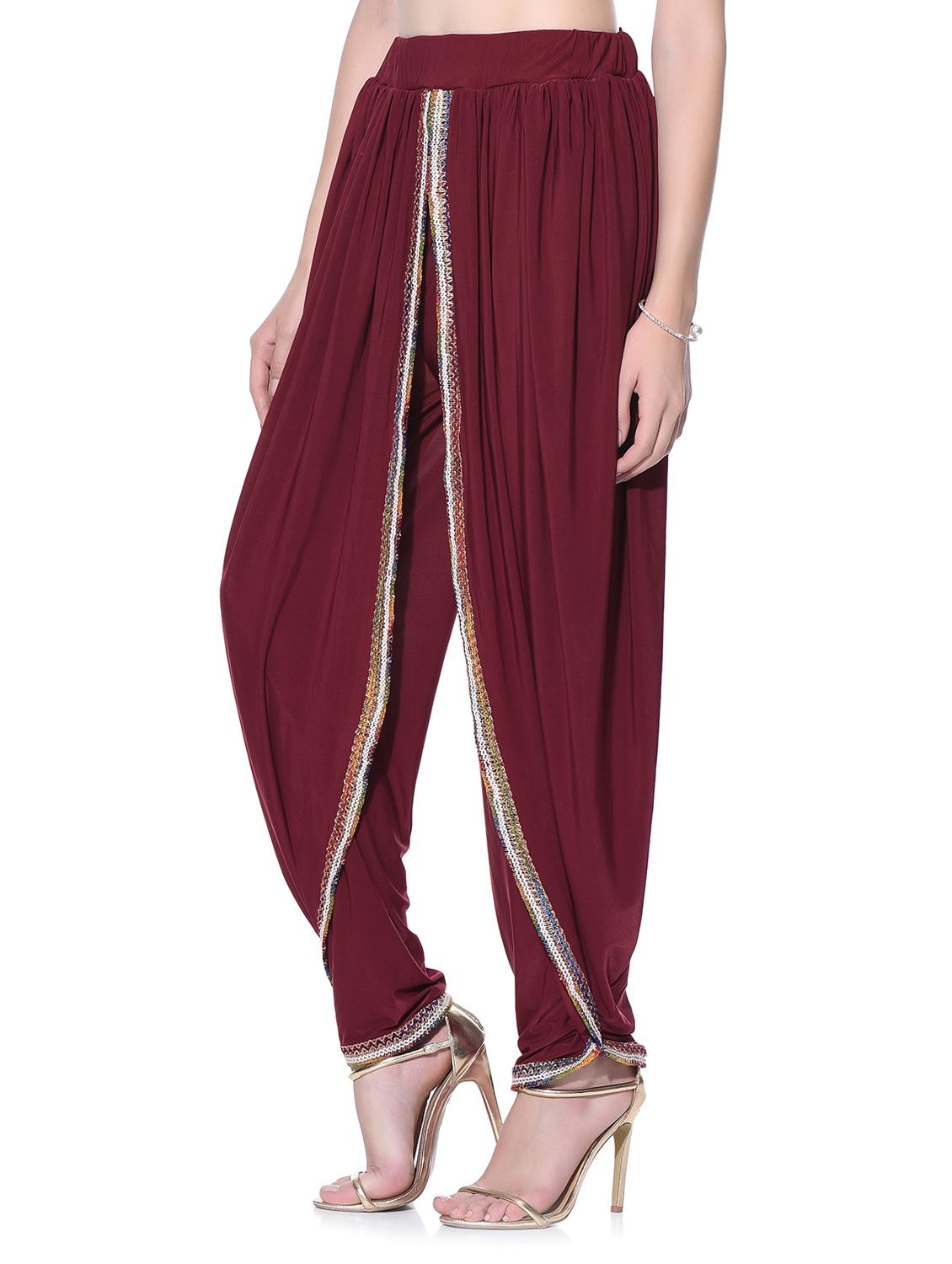 maroon polyester dhoti salwar - 11593787 - Standard Image - 1