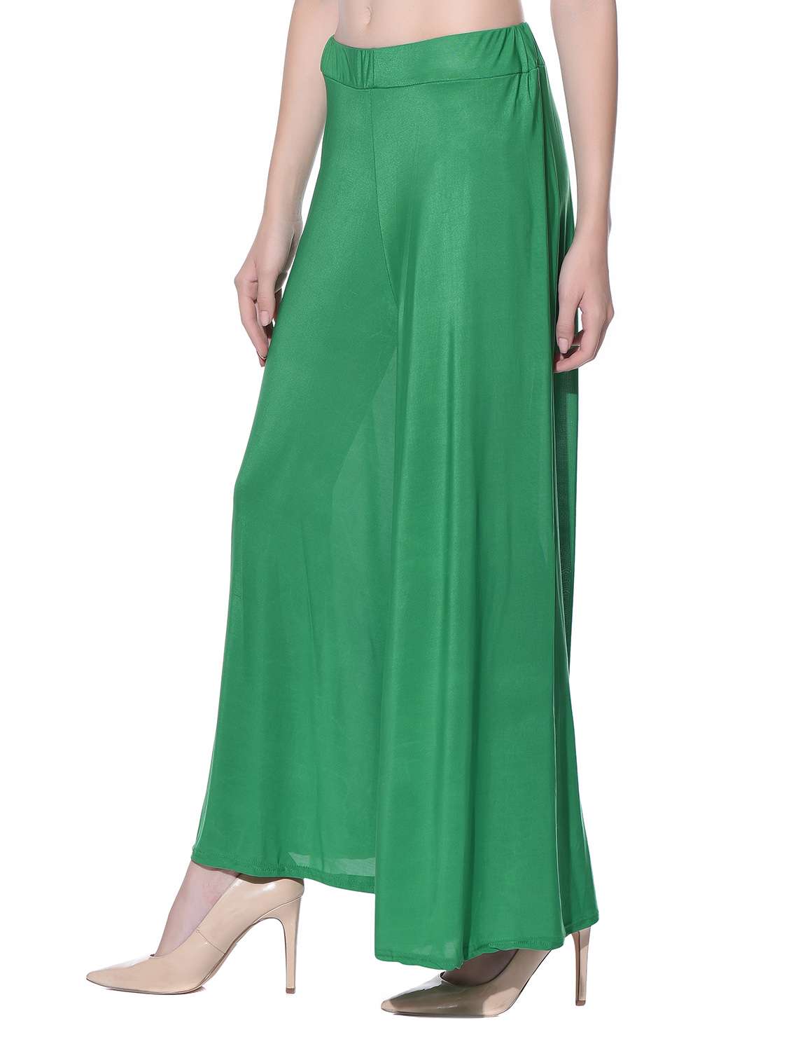 green polyester palazzos - 11593793 -  Standard Image - 1