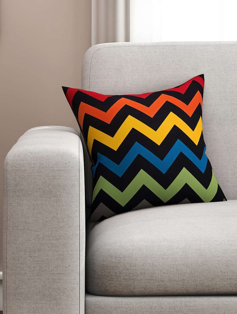 black cotton printed cushion cover