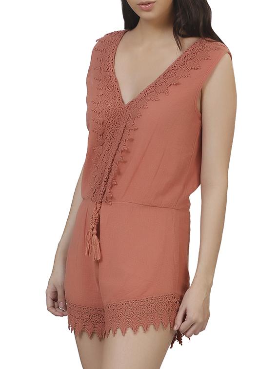 solid rust cotton romper - 11608346 -  Standard Image - 1