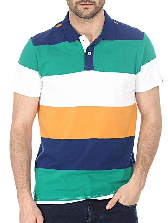 multicoloured striped cotton t-shirt