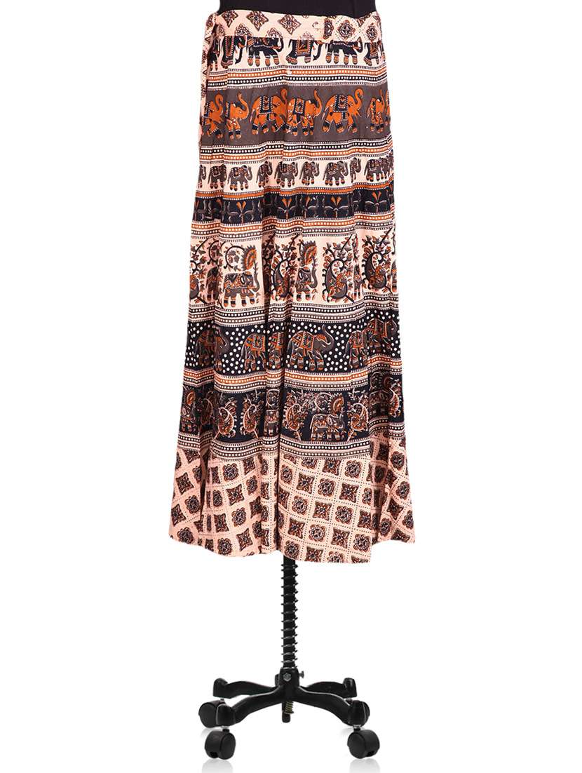 printed wrap flared skirt