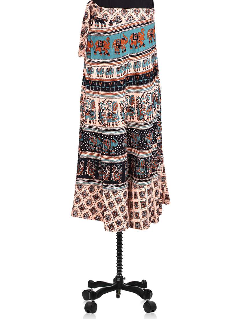 printed wrap around flared skirt