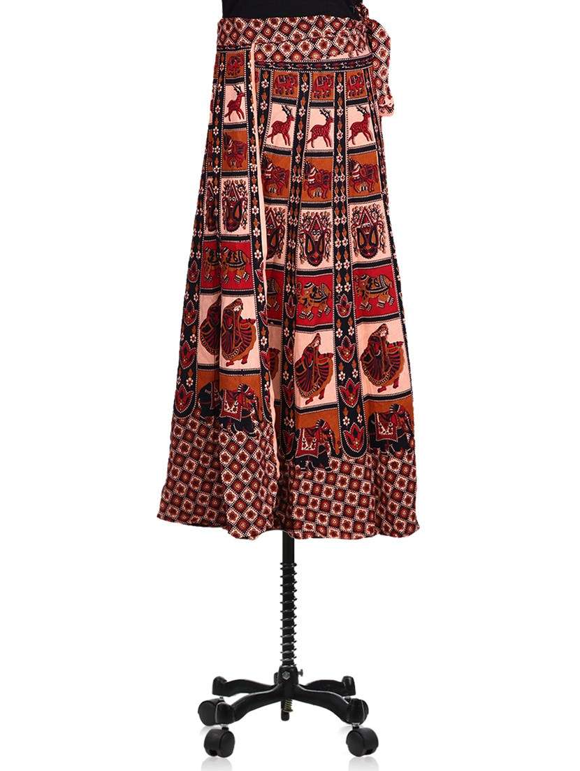 jaipuri printed long wrap skirt