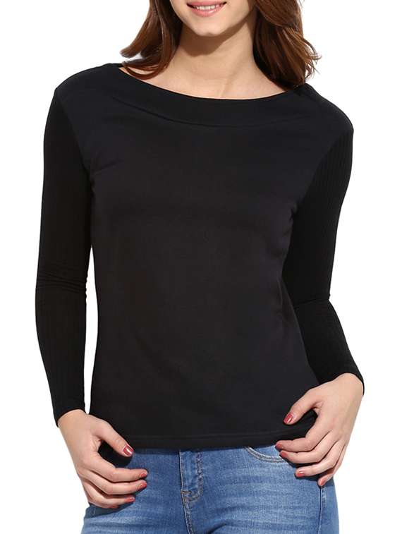 women's plain boat neck t-shirt
