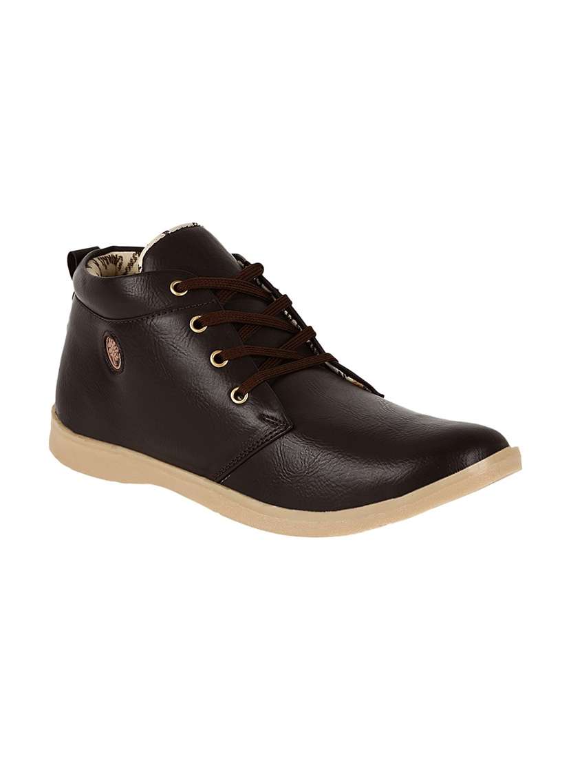 brown faux leather ankle boot