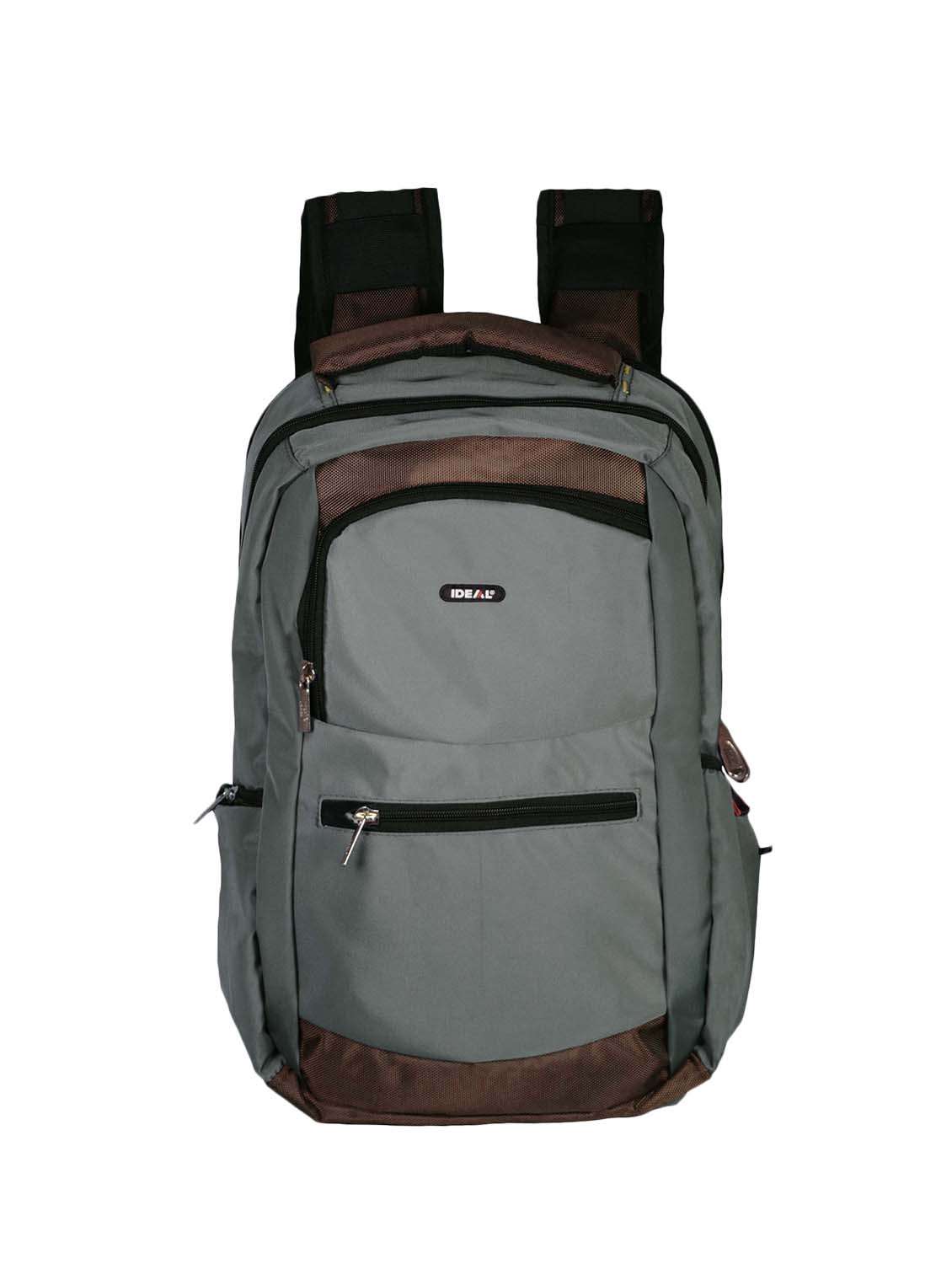 grey and brown polyester backpack