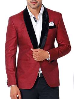 maroon cotton casual blazer
