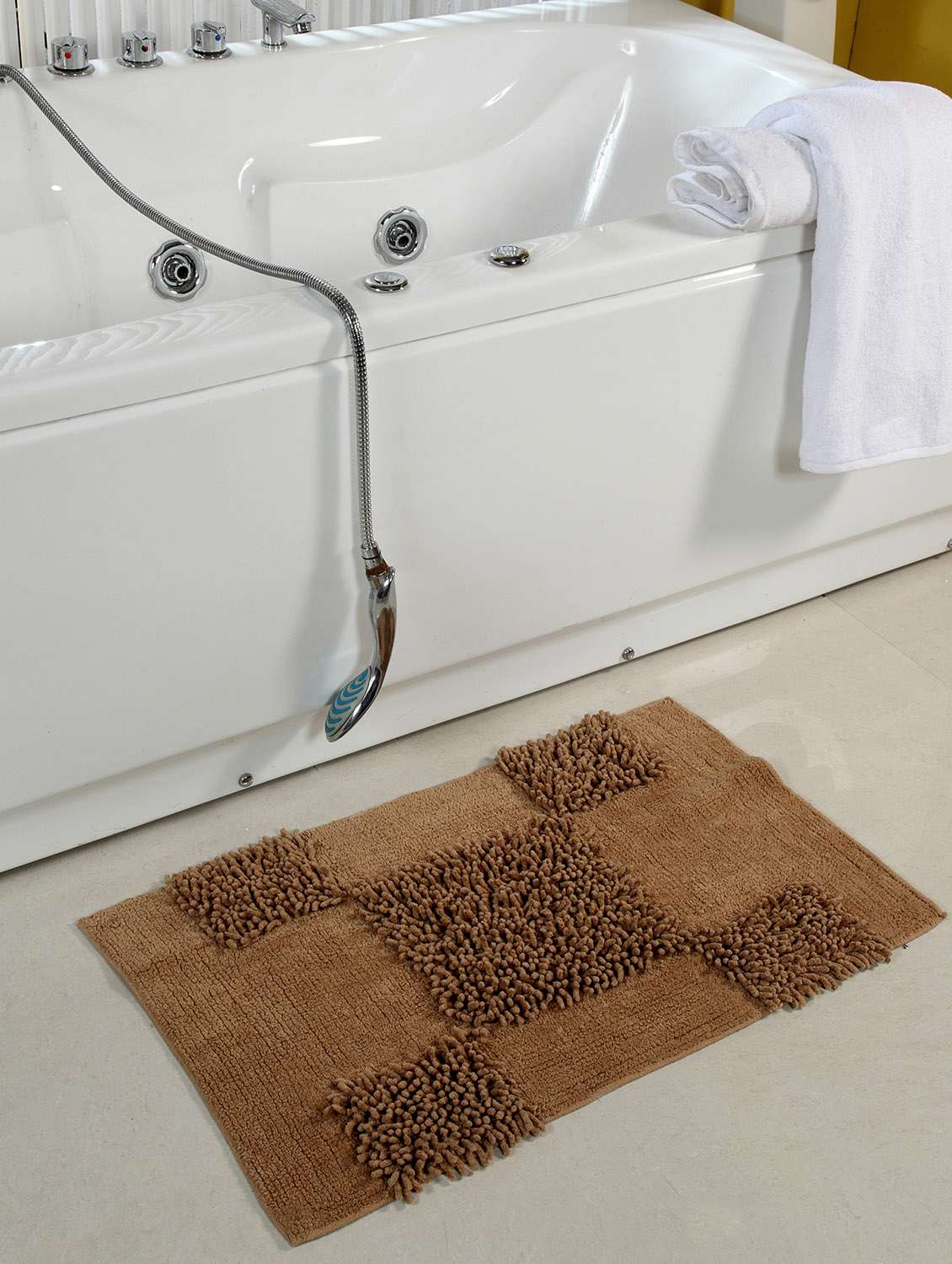 homefurry beige fiona cotton bath mat