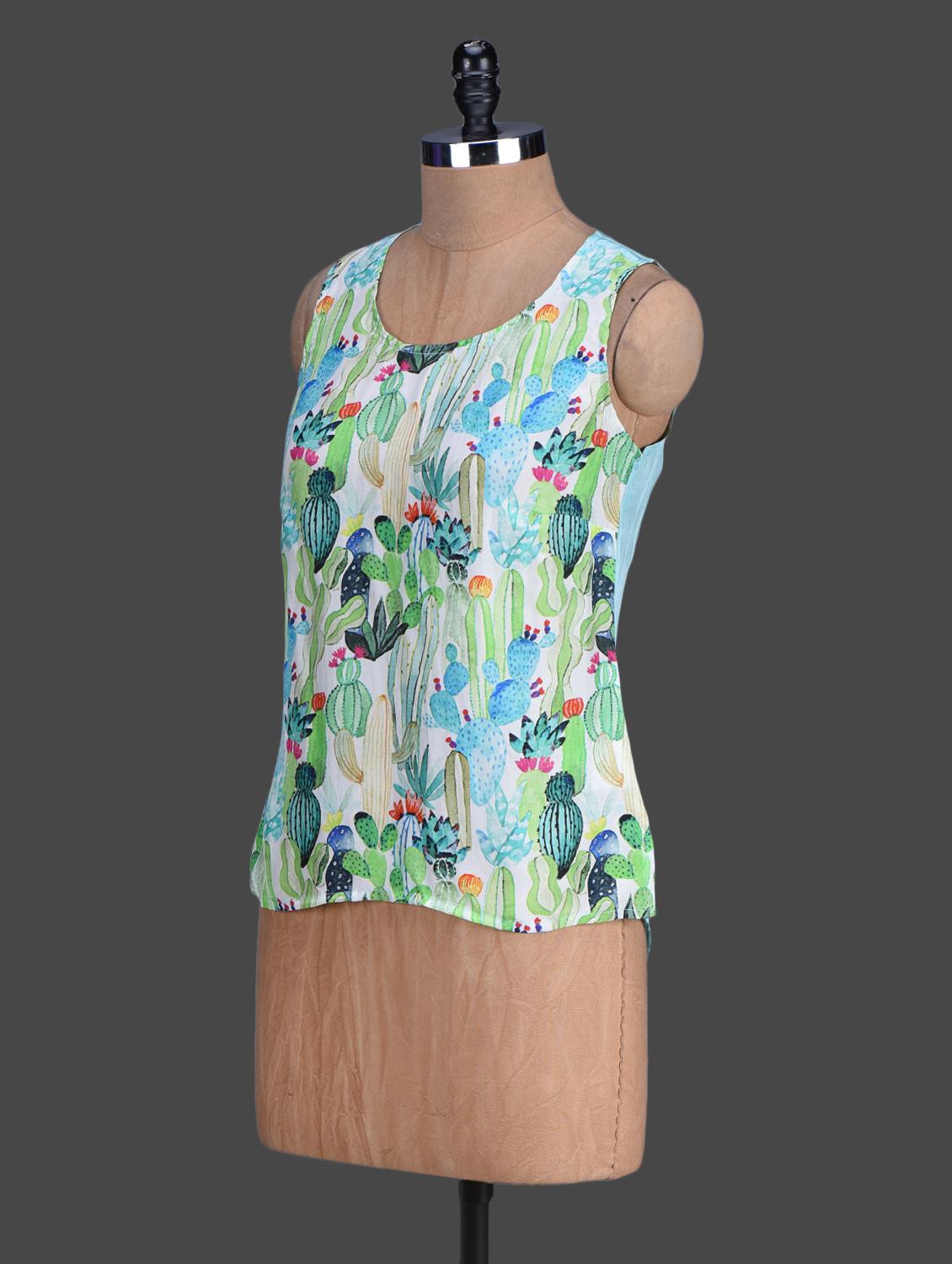 digital printed sleeveless silk top - 1164527 -  Standard Image - 1