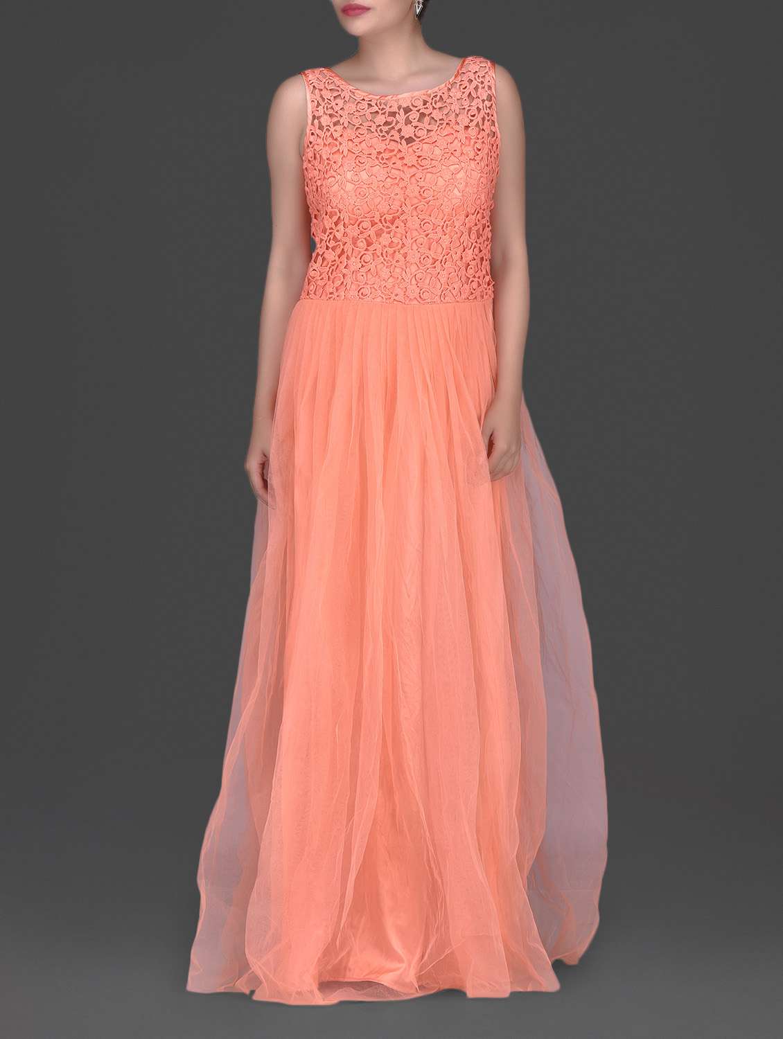 lace overlay maxi gown