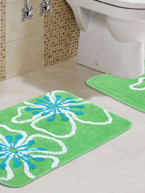 saral home soft cotton bathmat with contour set - 40x60 cm